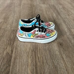 Vans Authentic Skull Print Canvas Sneakers Size 10.5 Lace-Up Multicolor